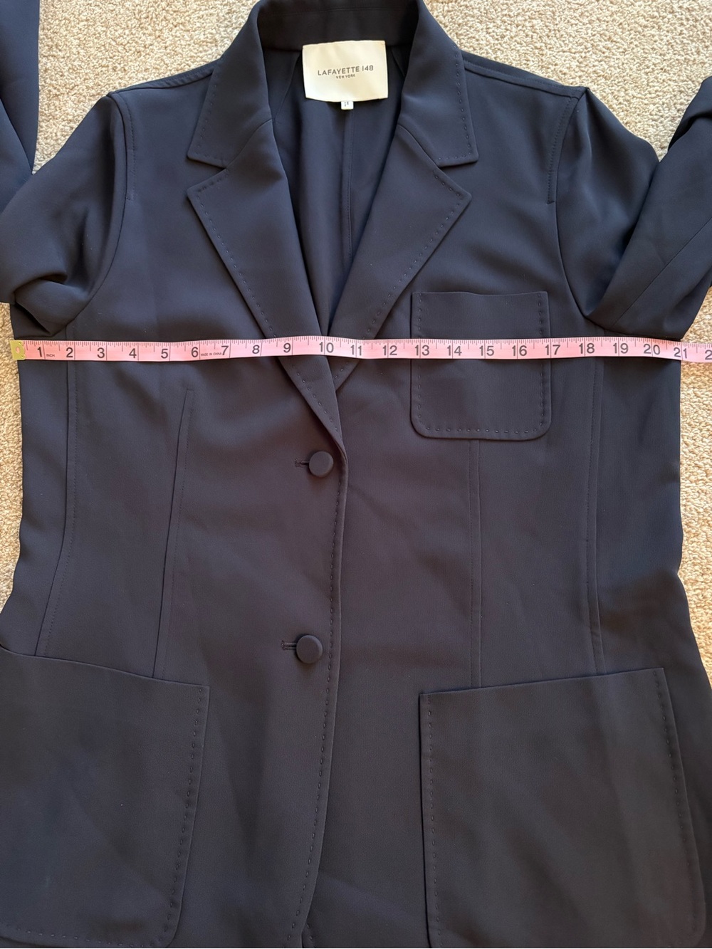Lafayette 148 New York Navy Tailored Blazer Jacket CareerWear Classic 12 - Picture 5 of 6